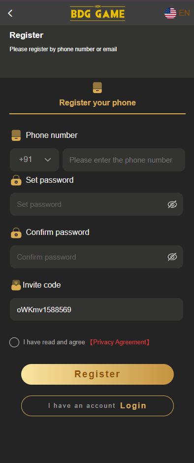 BDG Game Register Process